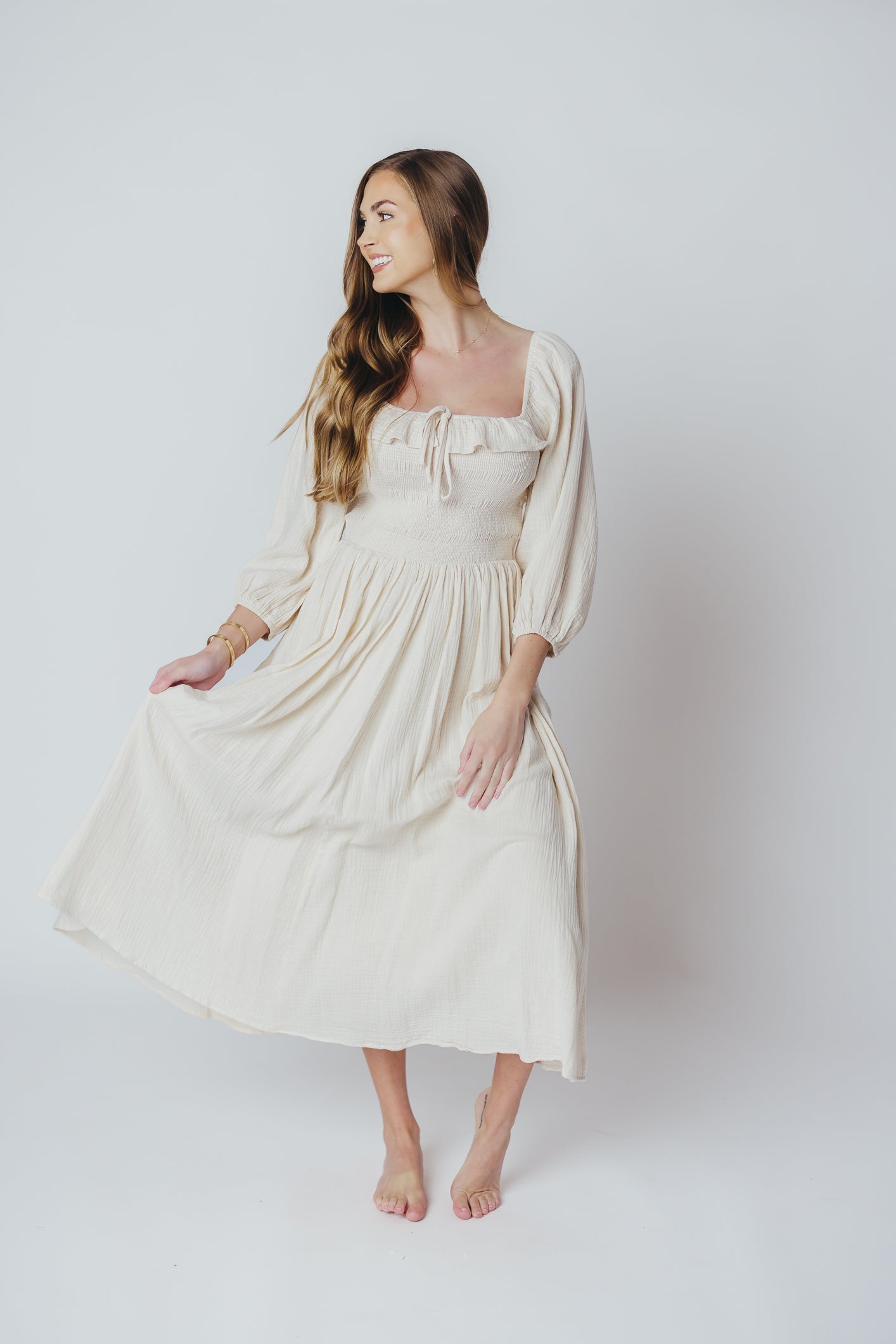 Juliet midi dress in cream - Inklusiv-gröben