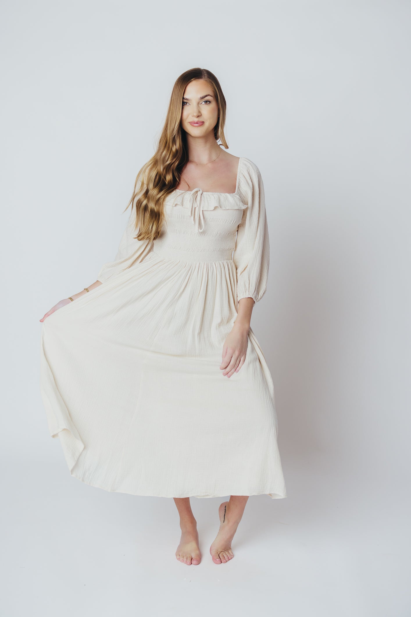 Juliet midi dress in cream - Inklusiv-gröben