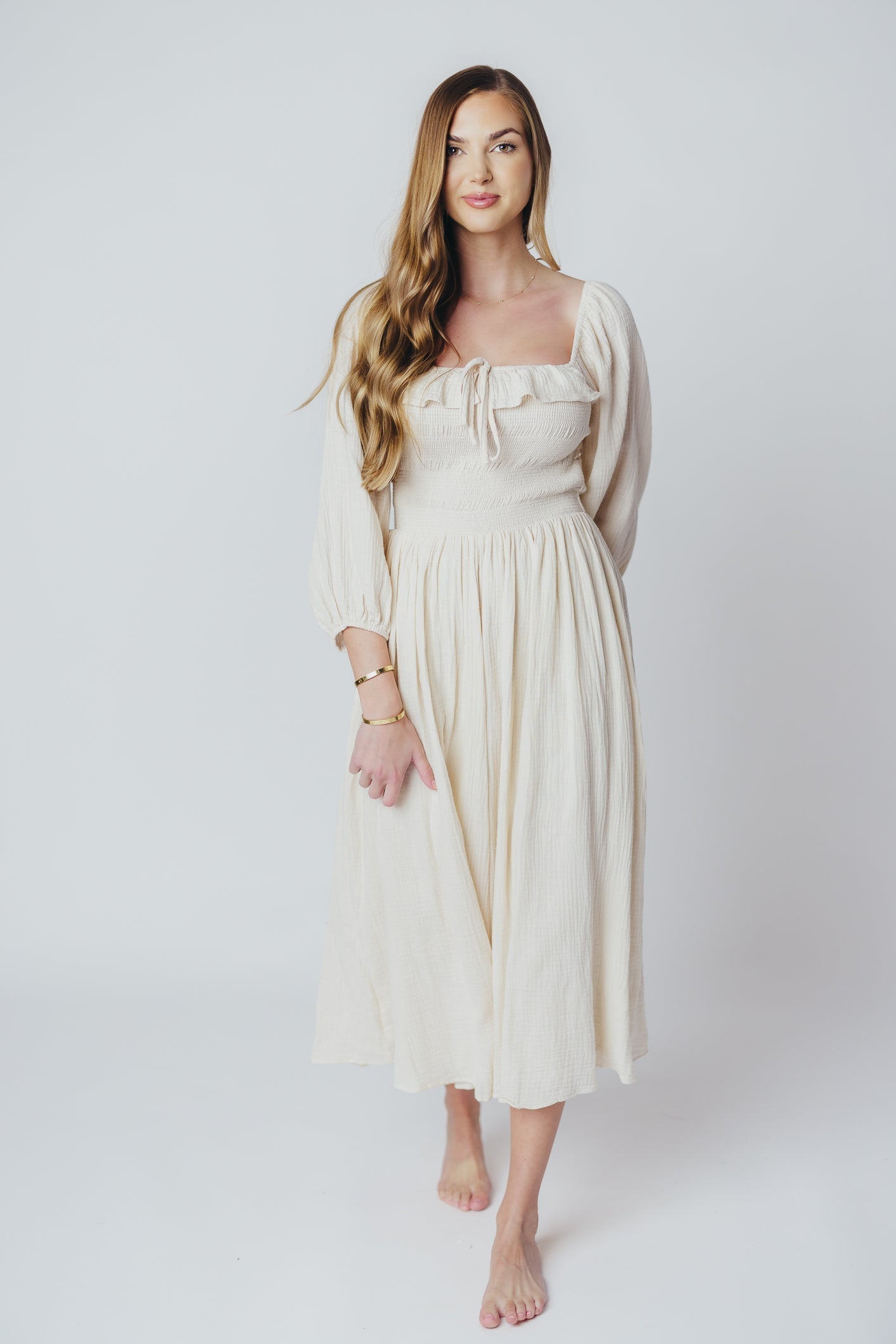 Juliet midi dress in cream - Inklusiv-gröben