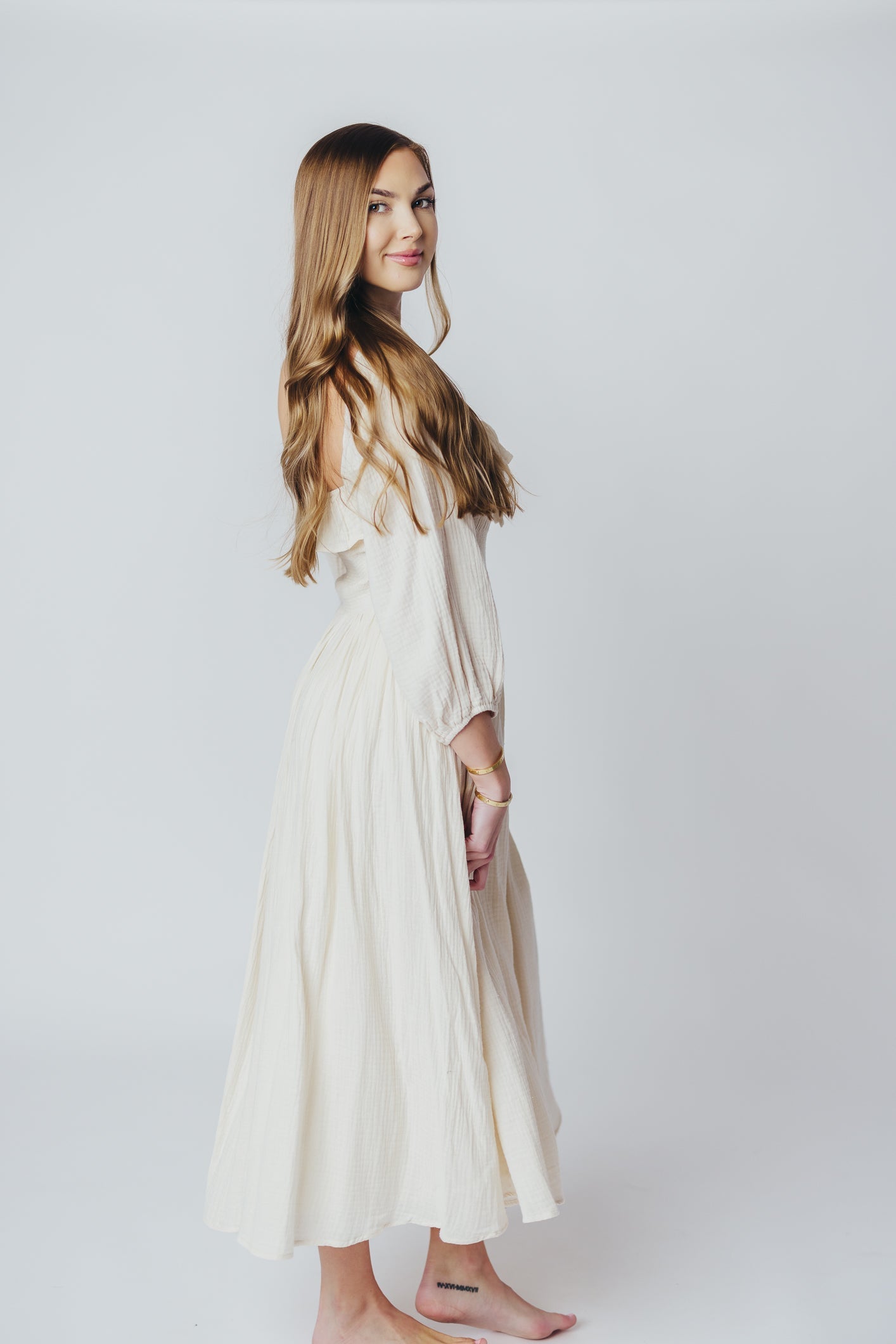 Juliet midi dress in cream - Inklusiv-gröben