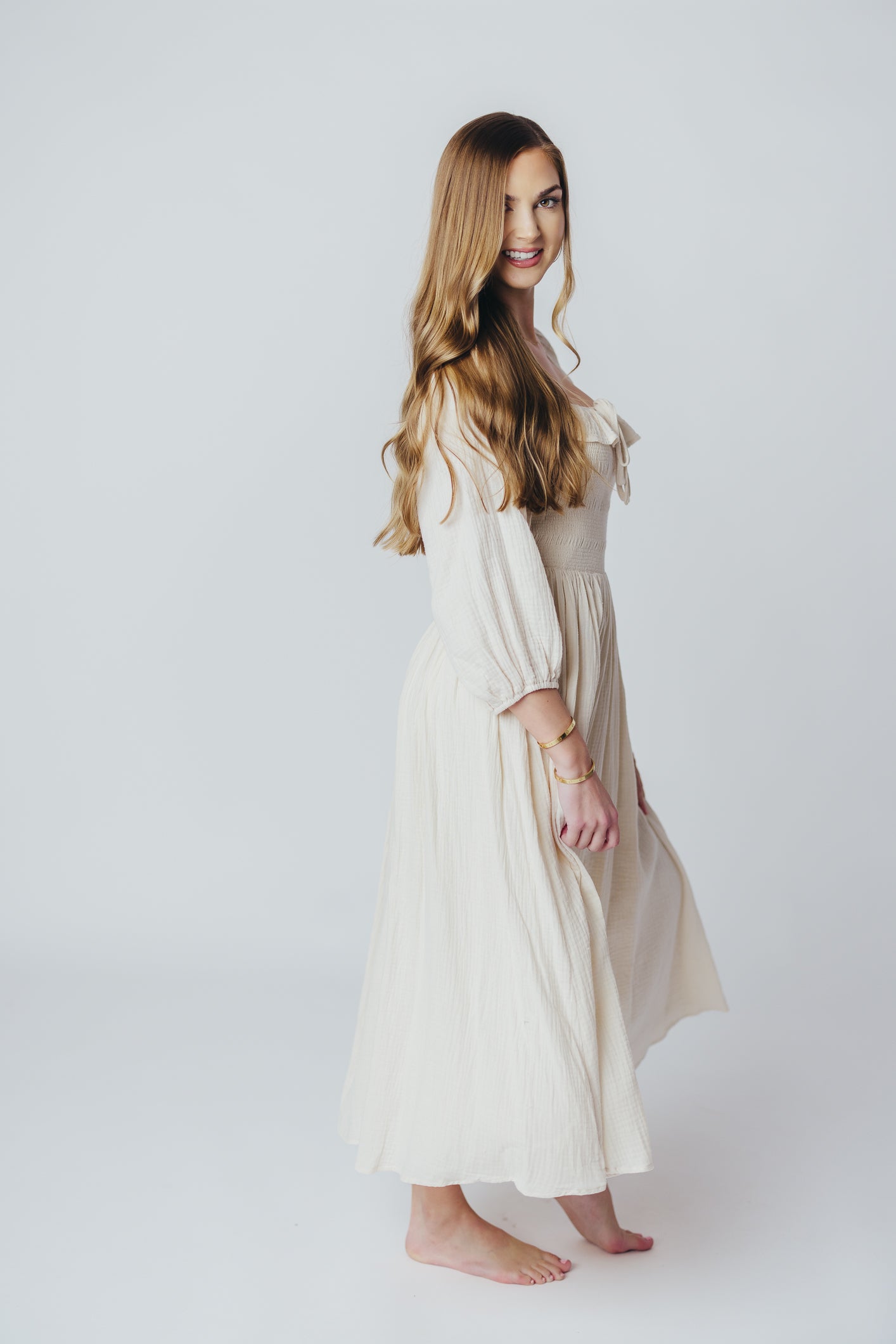 Juliet midi dress in cream - Inklusiv-gröben