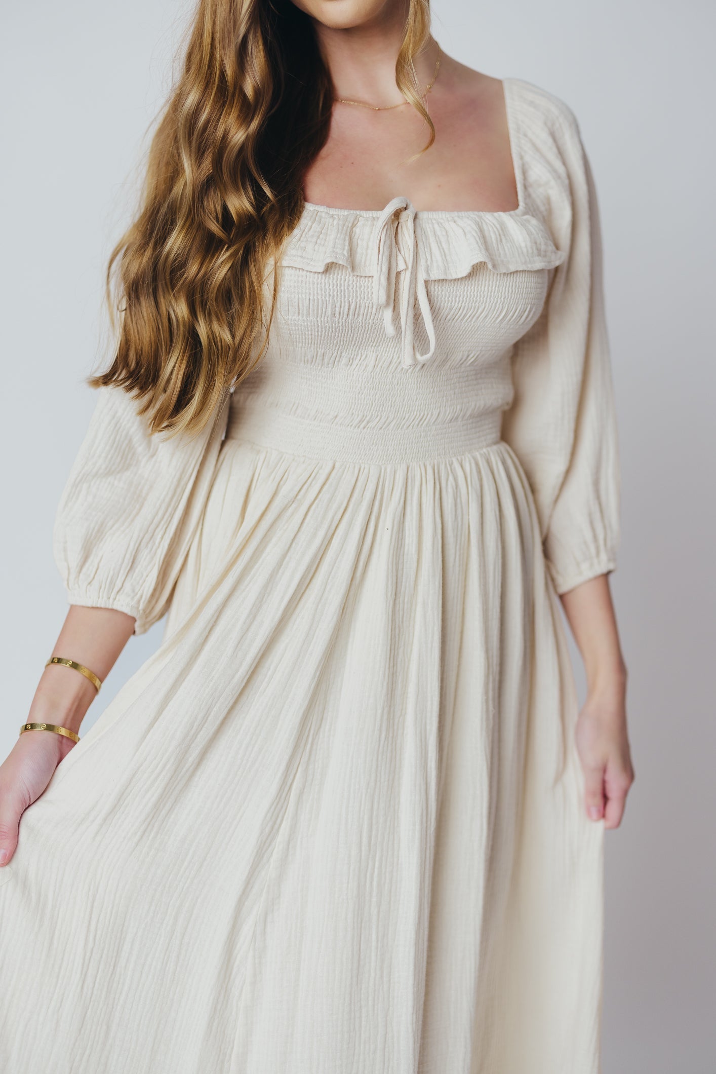 Juliet midi dress in cream - Inklusiv-gröben