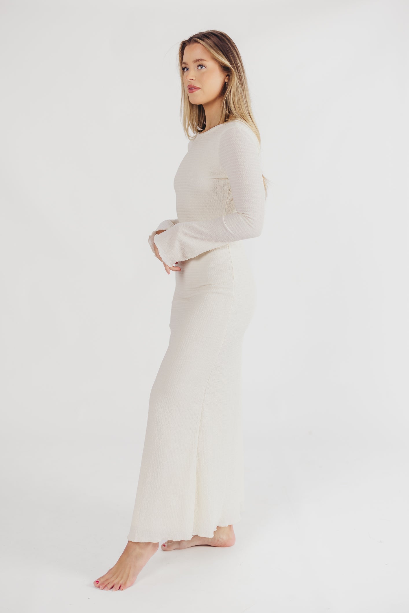 Savannah backless bell sleeve maxi dress in ivory