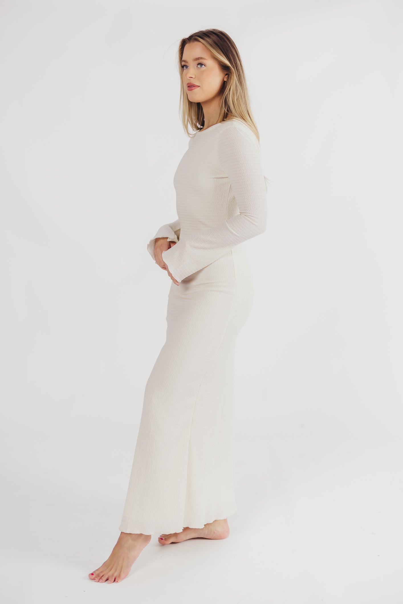 Savannah backless bell sleeve maxi dress in ivory