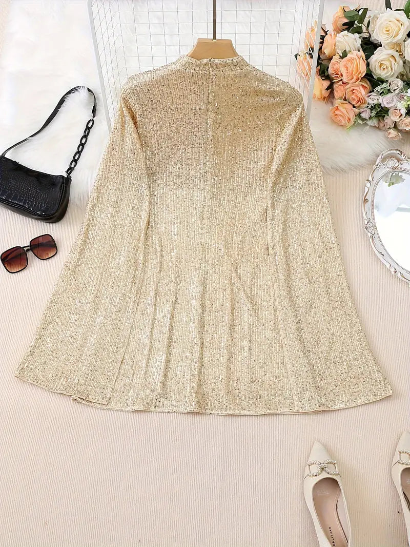 Elegant, chic contrast sequin mini dress