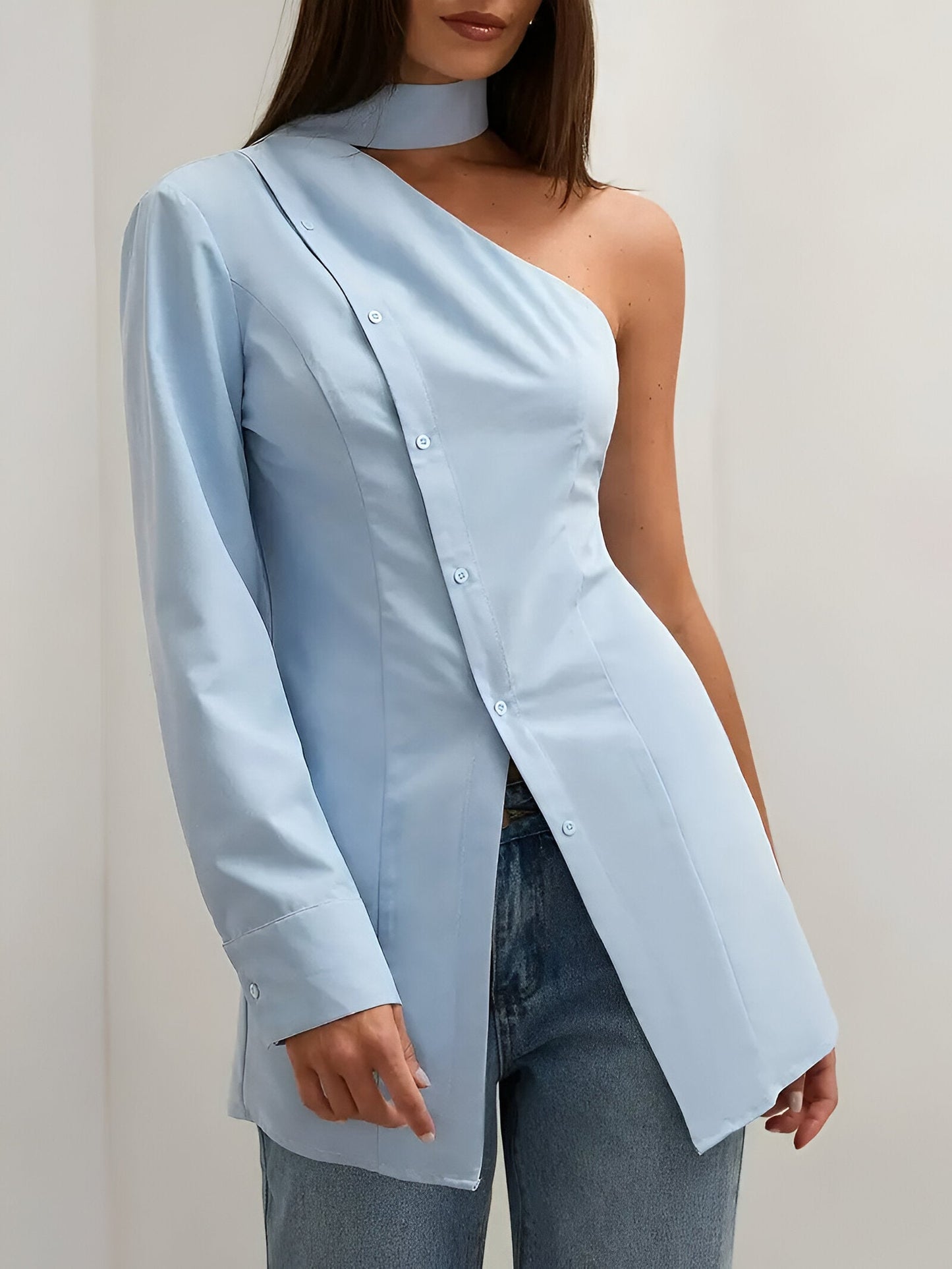 Mahenyld | elegant women's one-shoulder long-sleeved shirt