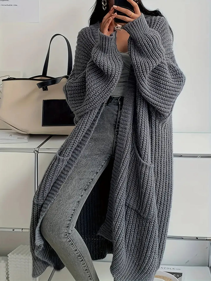 Jasmin - long winter knitted cardigan