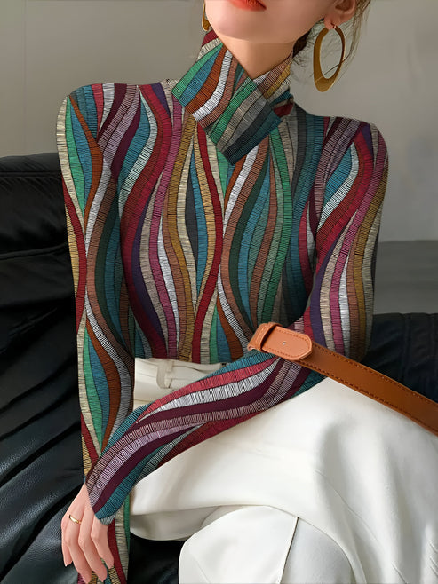 Iosefina - chic colored striped turtleneck shirt