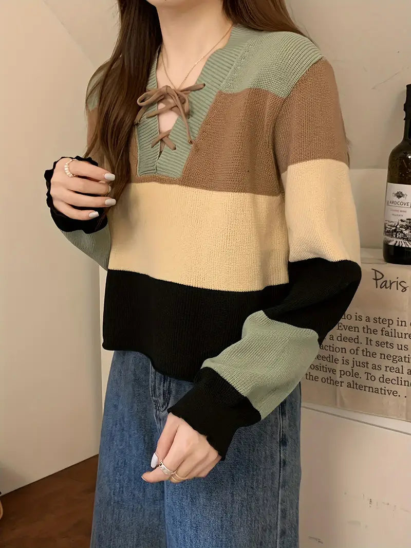 Aquila - multicolor cotton sweater with v-neck