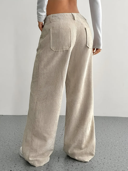 Sibille - casual trousers of corduroy with white pijpen