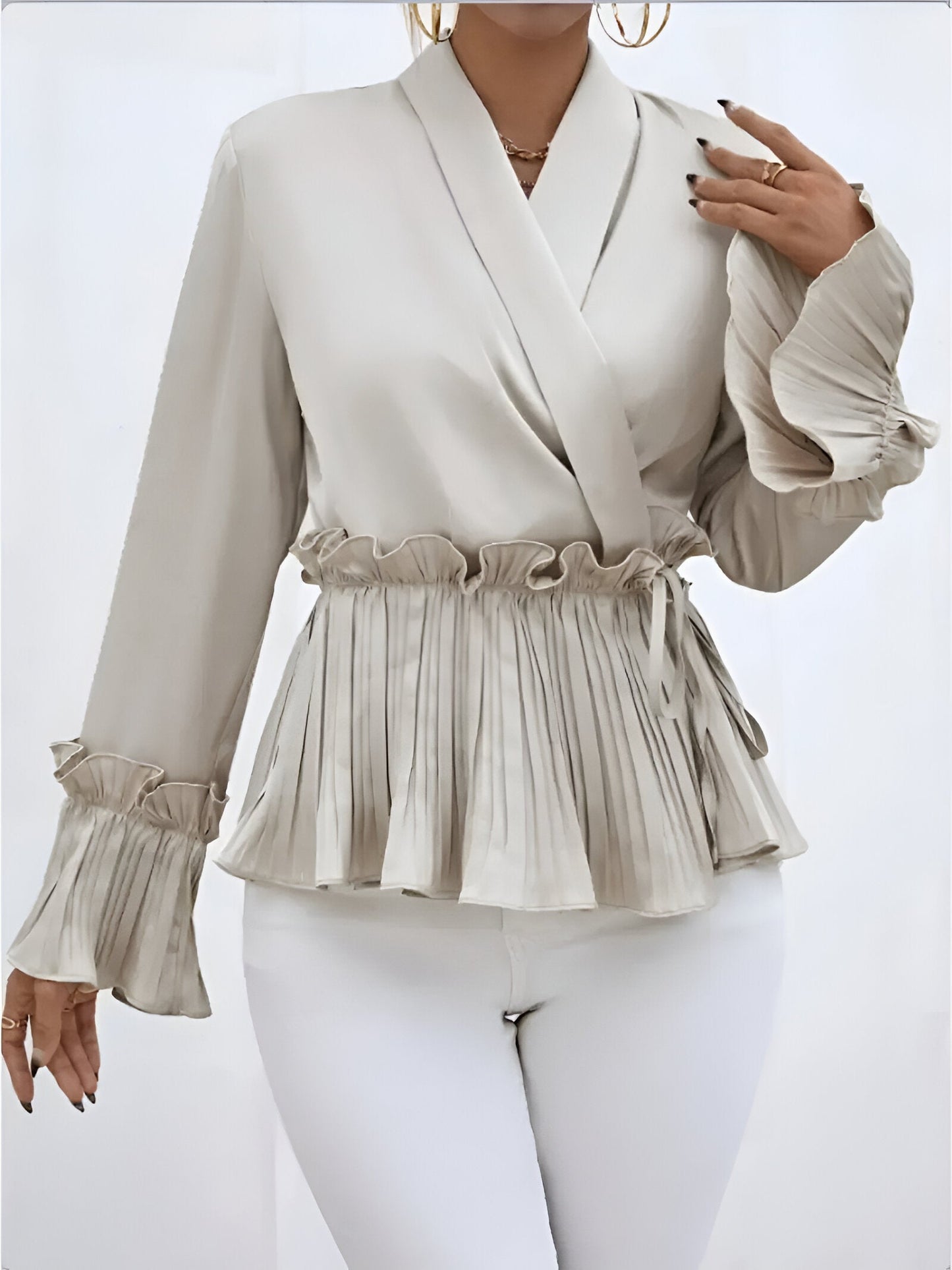 Orlando | elegant v-neck blouse with pleated detail