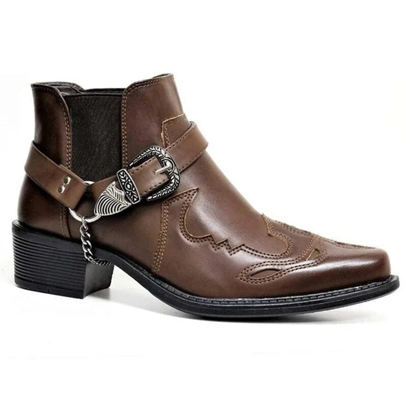 Men's leather cowboy motorcycle boots - Gillis