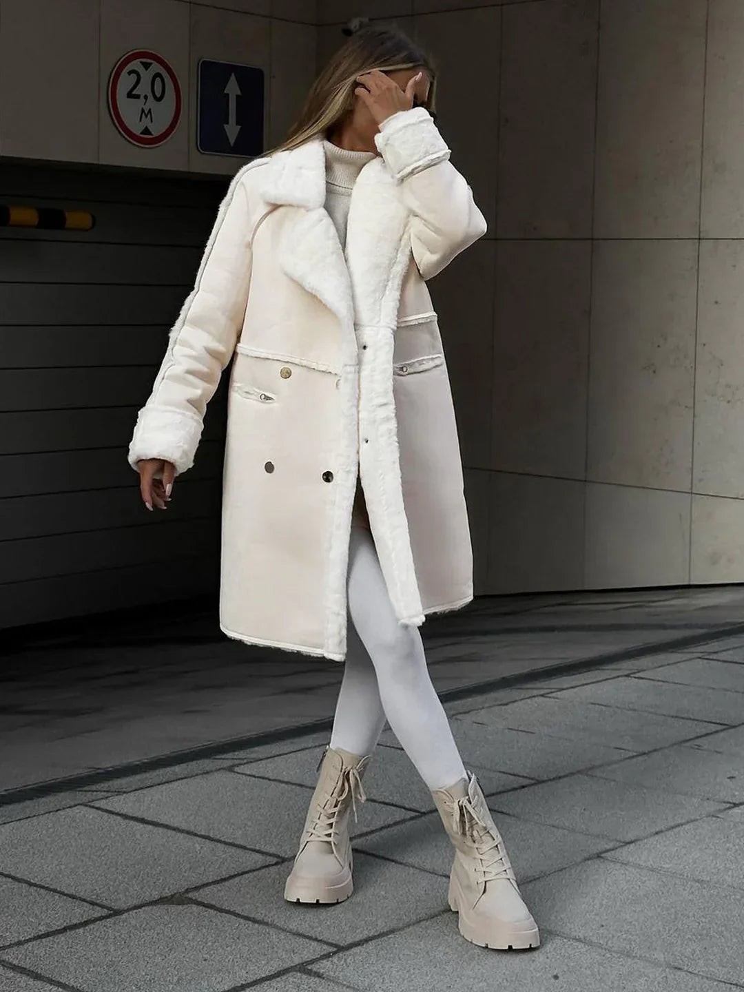 Plus length faux fur coat