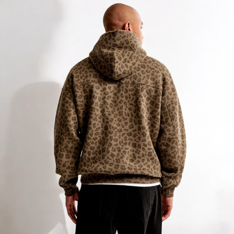 Men's Leopard Print Hoodie - Stylish and Casual for Streetwear