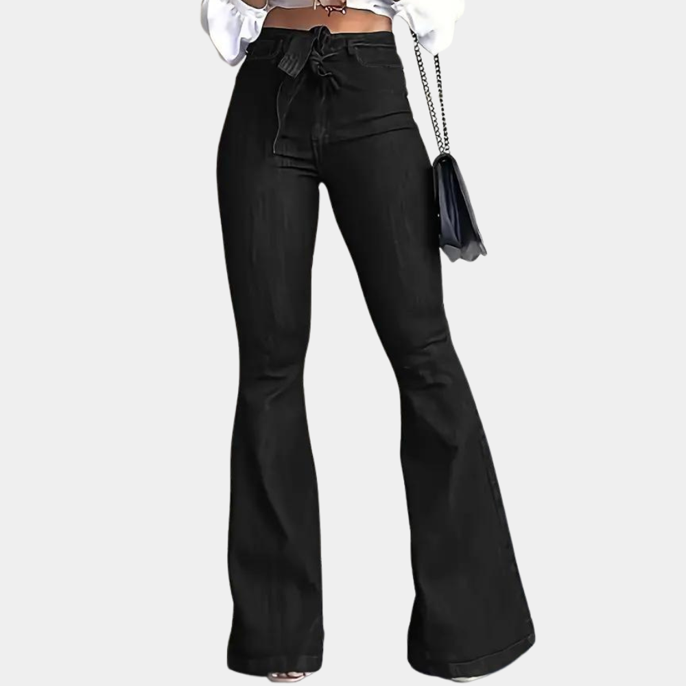 Elegant women's trousers with a high waist - flared terza style
