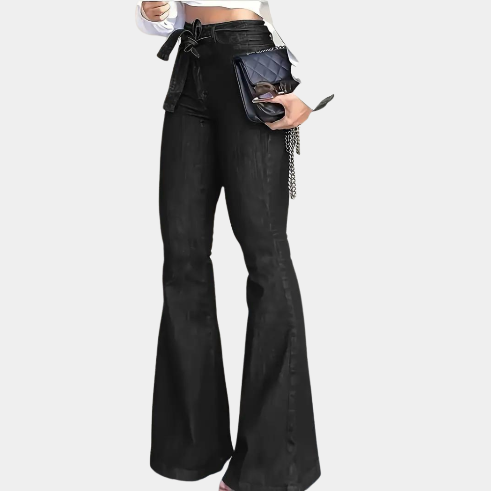Elegant women's trousers with a high waist - flared terza style