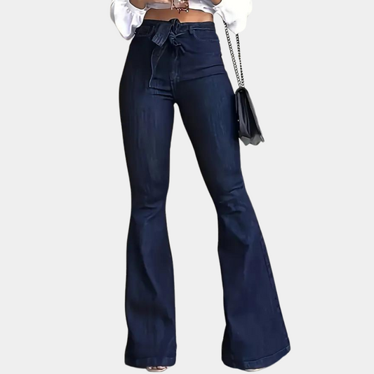 Elegant women's trousers with a high waist - flared terza style