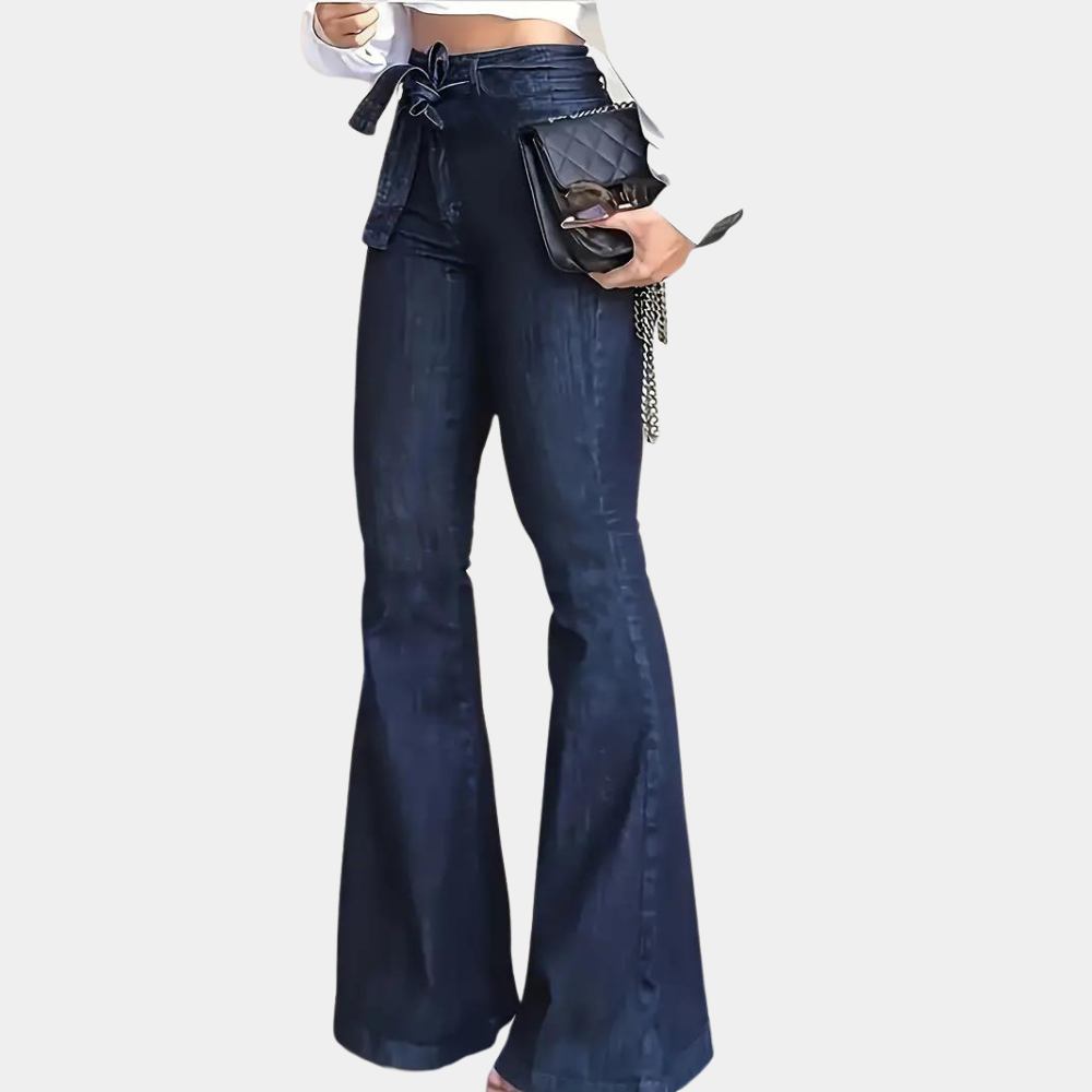 Elegant women's trousers with a high waist - flared terza style