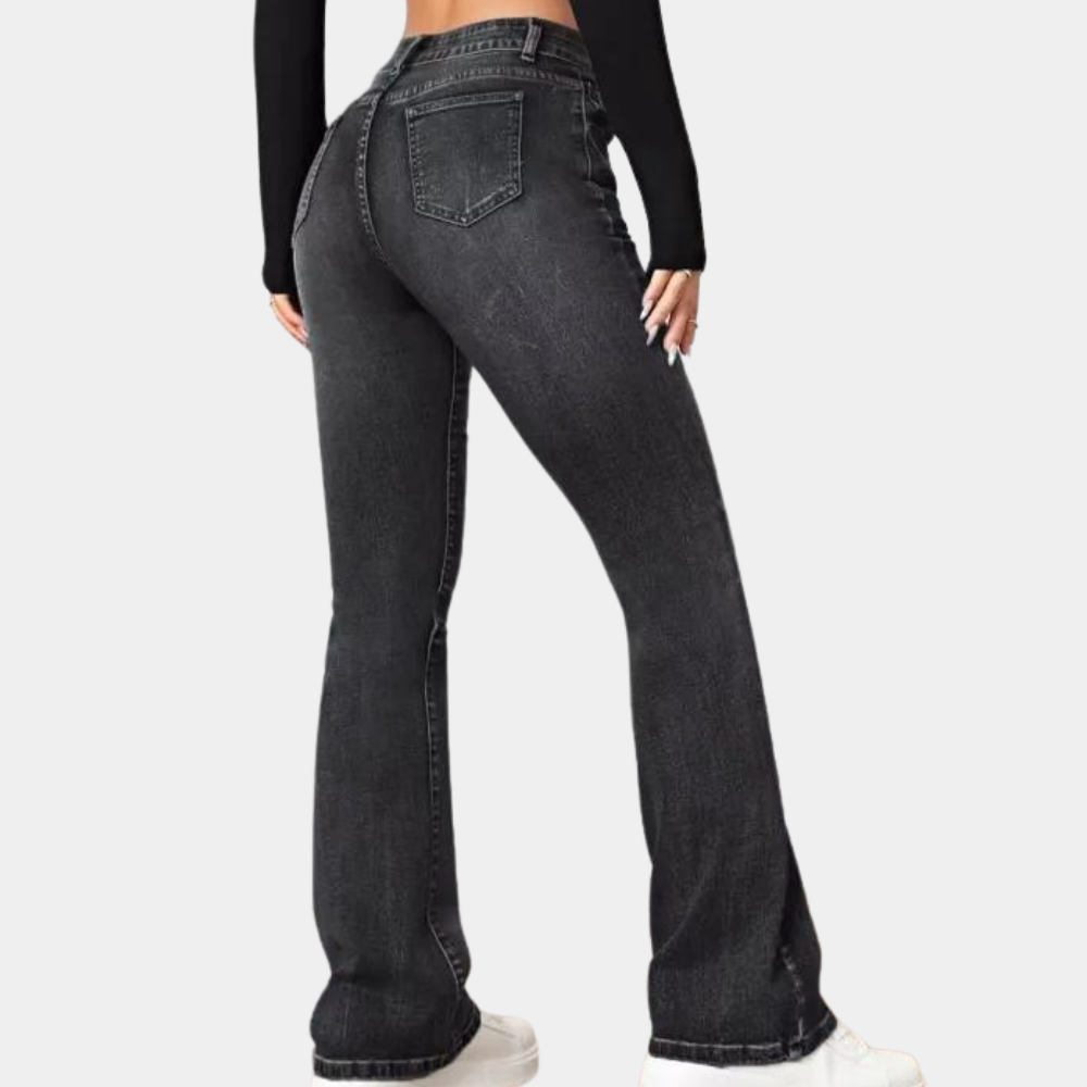 Elegant women's high-waisted trousers from delphine with a flattering, flared fit