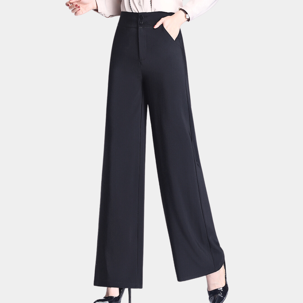 Weronika - stylish high-waist trousers with flowing legs for women