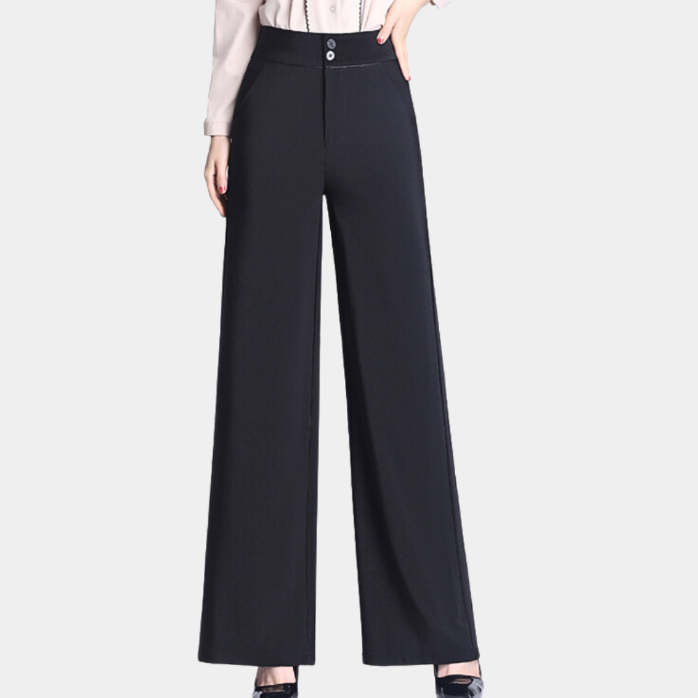 Weronika - stylish high-waist trousers with flowing legs for women
