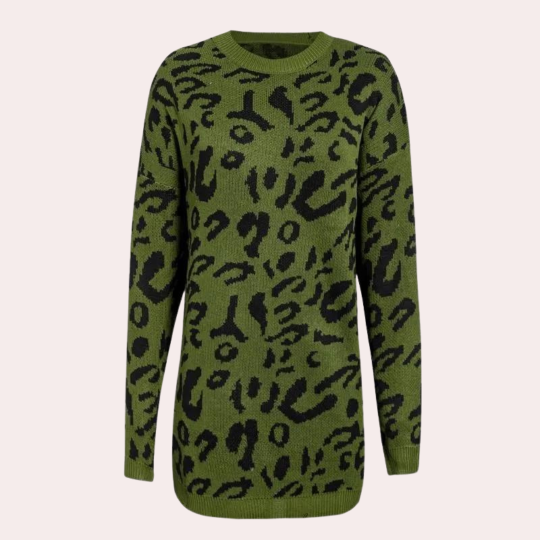 Joska - elegant women's sweater with a trendy leopard print
