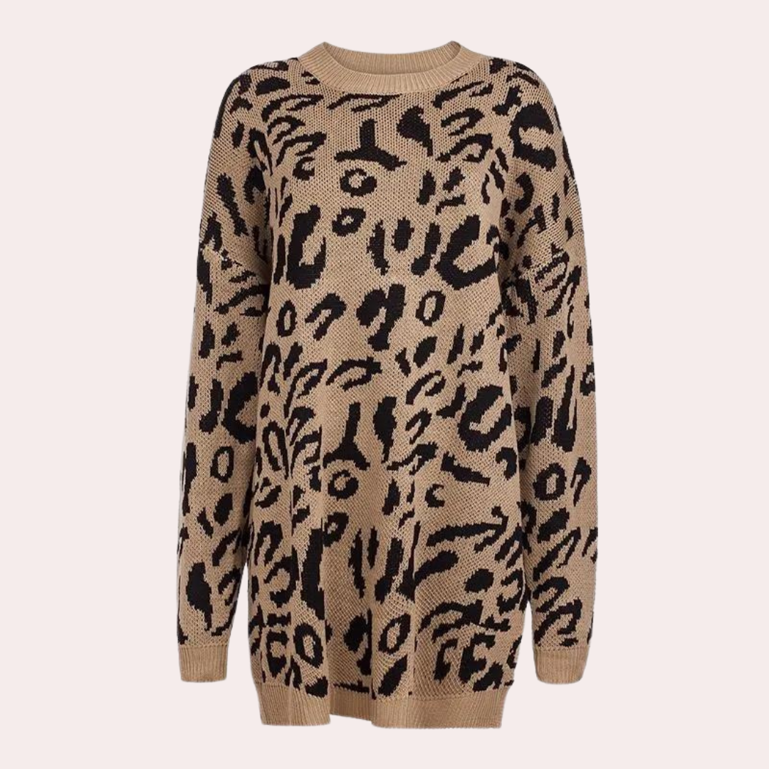 Joska - elegant women's sweater with a trendy leopard print
