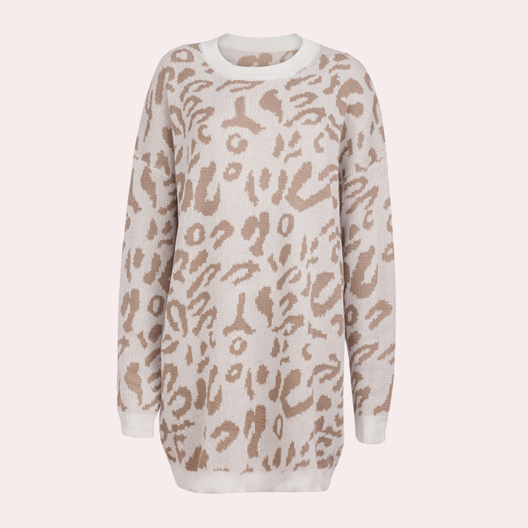 Joska - elegant women's sweater with a trendy leopard print