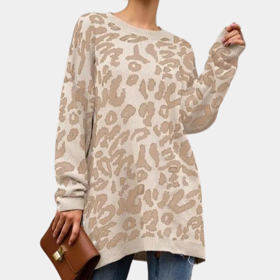 Joska - elegant women's sweater with a trendy leopard print