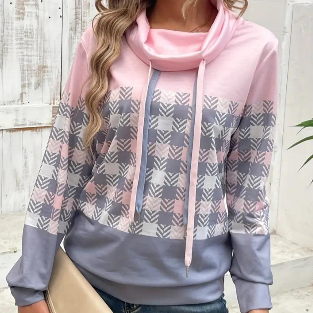 Emmanuelle - fashionable and comfortable checked sweatshirt for women