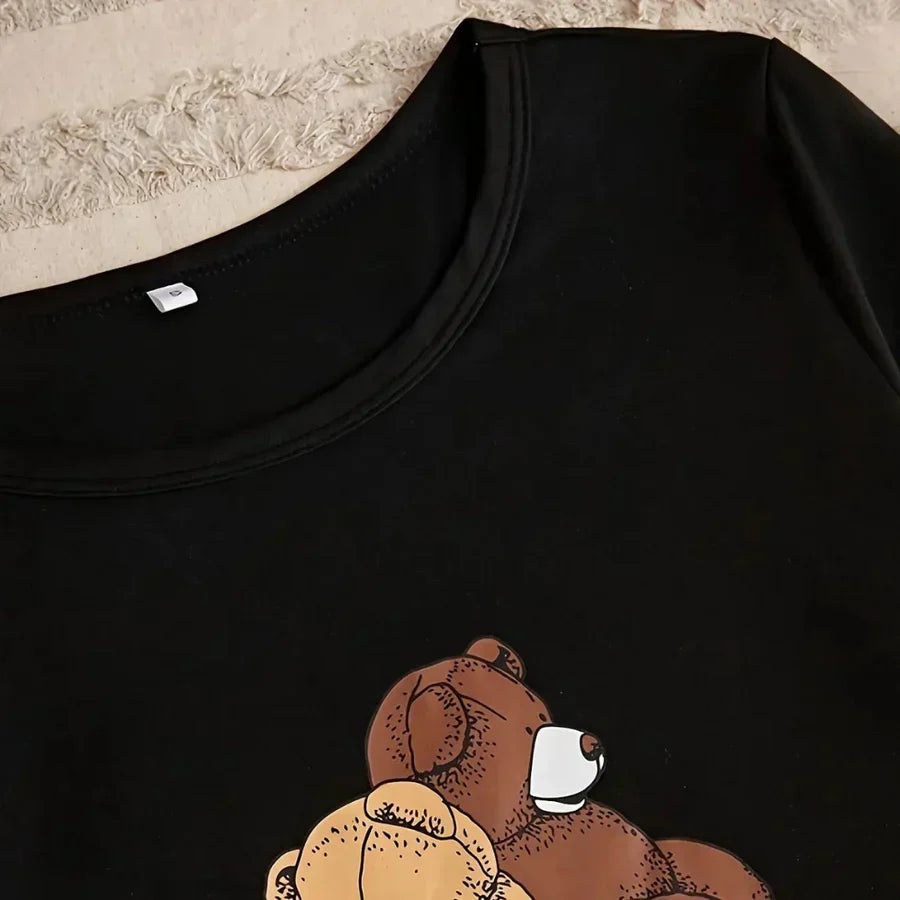 Inge - luxurious comfort top with a round neckline and a trendy checked trouser set