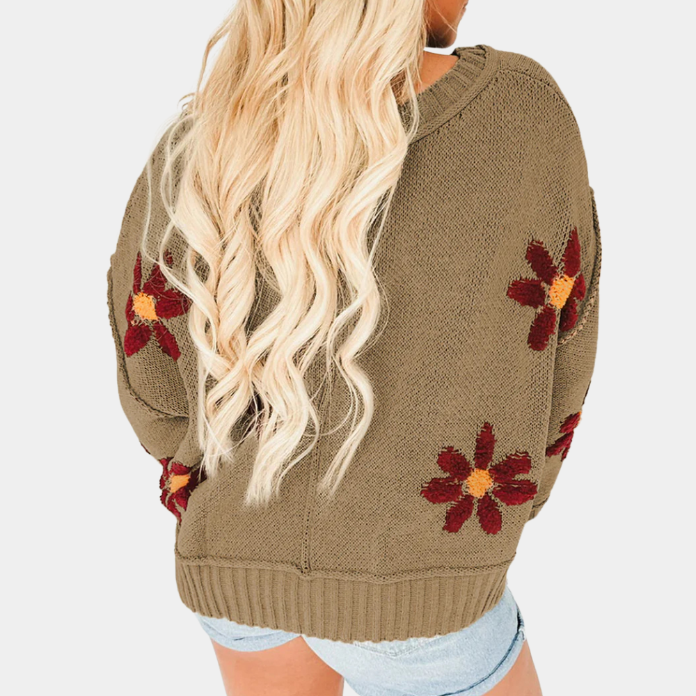 Honoria - elegant floral sweater for women