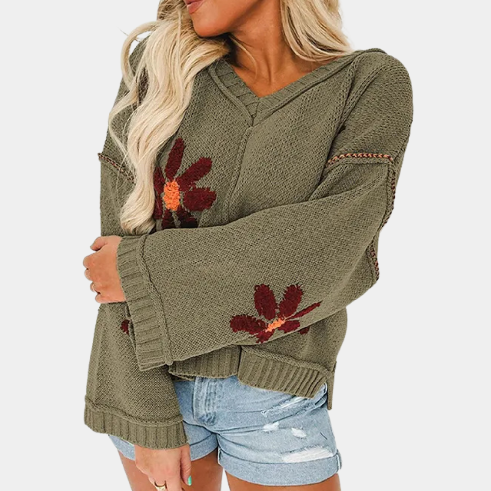 Honoria - elegant floral sweater for women