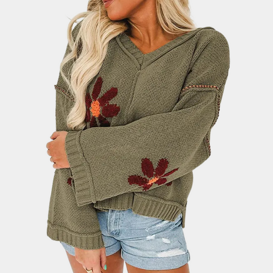 Honoria - elegant floral sweater for women