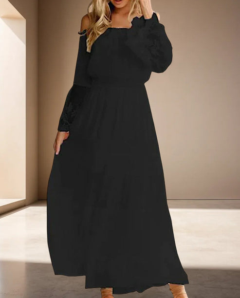 Ayla - long lace dress in white and black