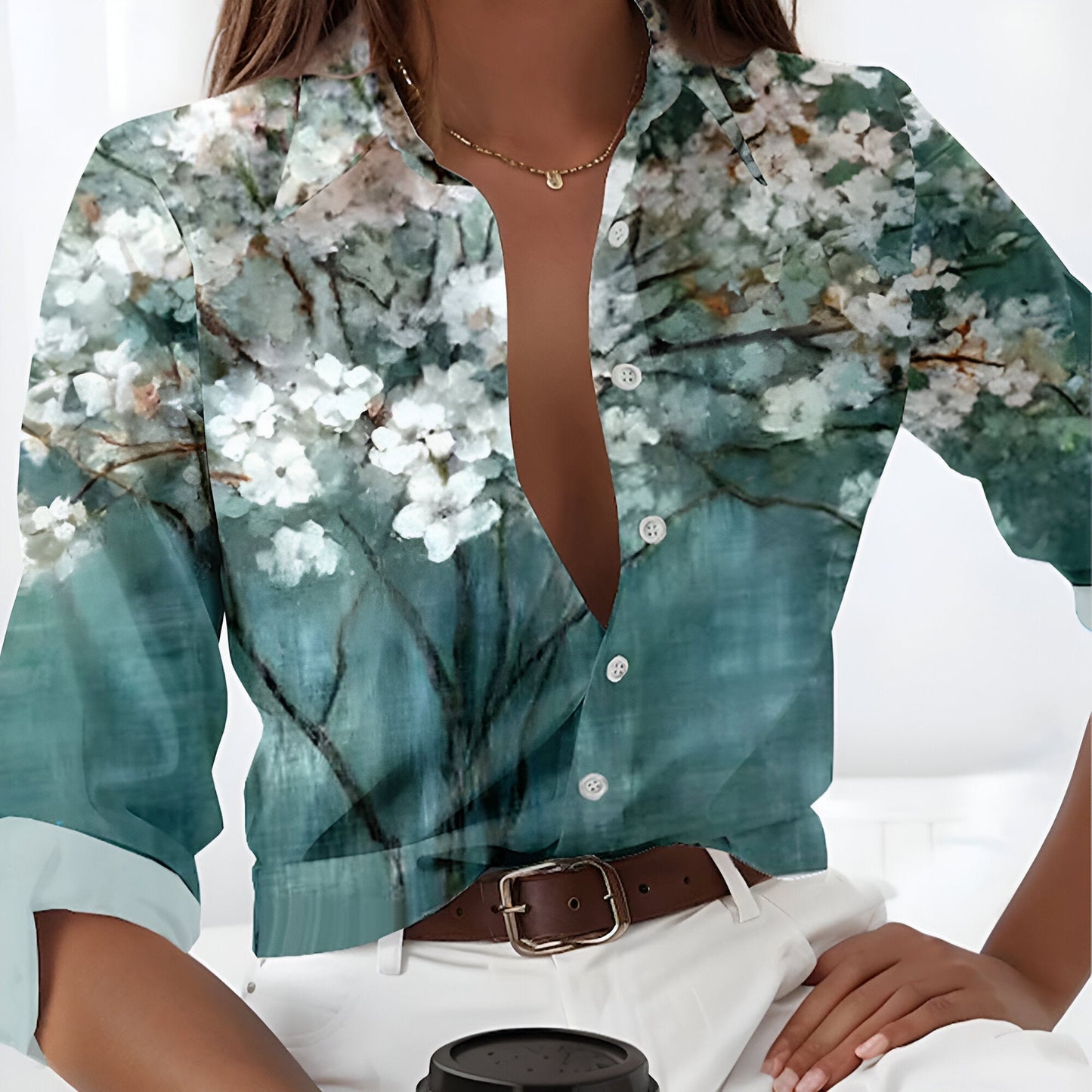 Fenne - classic shirt with marble print and buttons