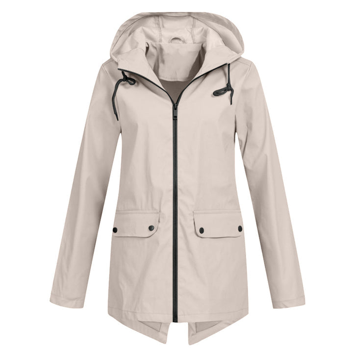 Francine - elegant long raincoat with hood for women