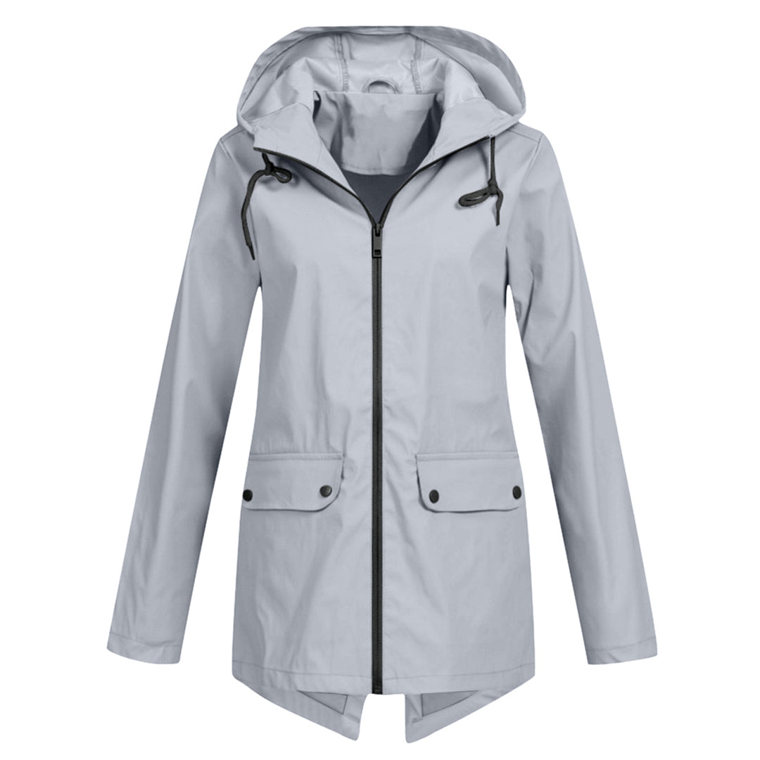 Francine - elegant long raincoat with hood for women