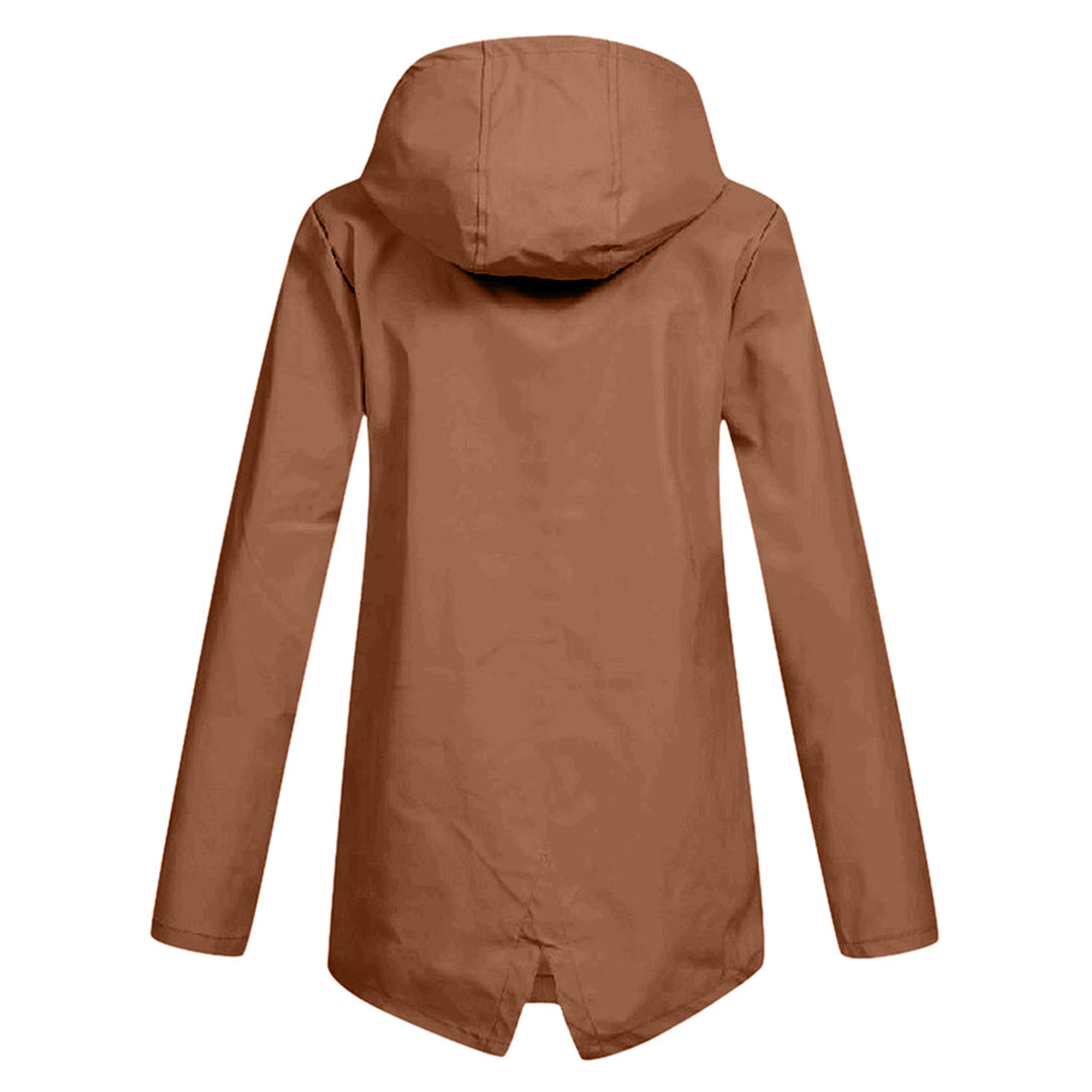 Francine - elegant long raincoat with hood for women