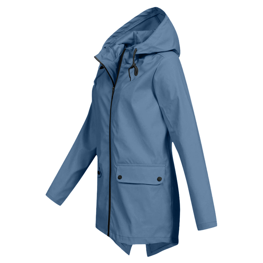 Francine - elegant long raincoat with hood for women
