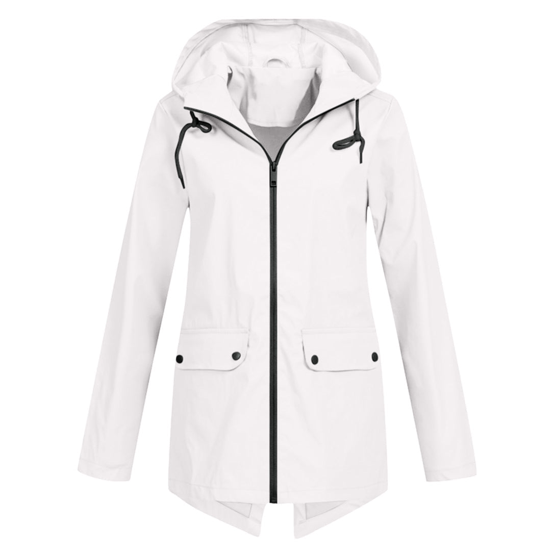Francine - elegant long raincoat with hood for women