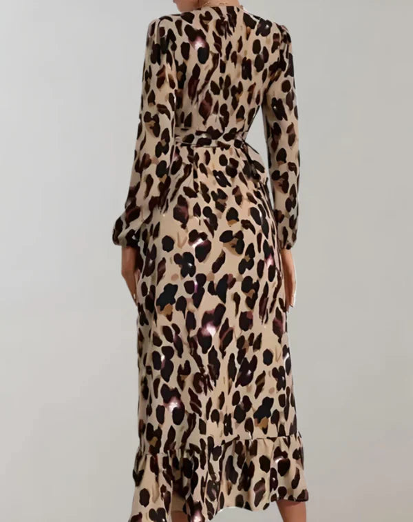 Calandra - leopard print long sleeve dress