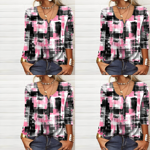 Nordic - modern print stylish ladies blouse