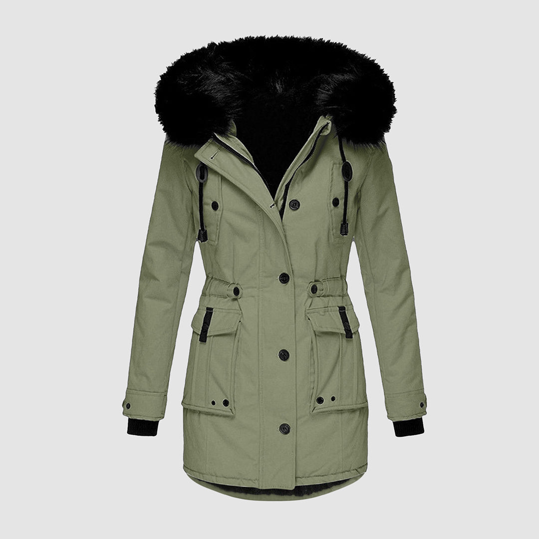 Stylish - parka for women with black faux fur