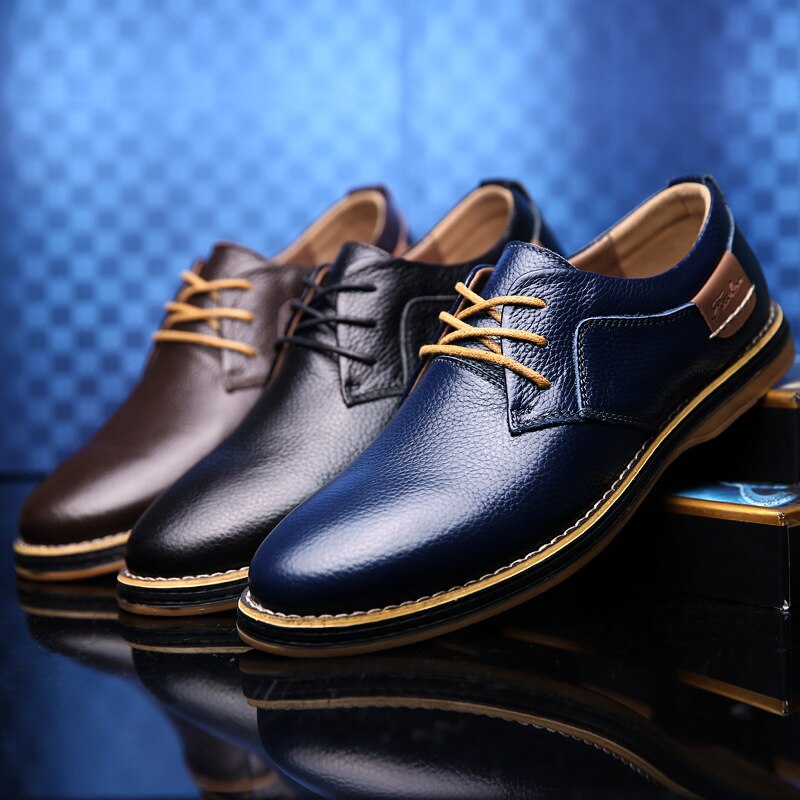 High-quality leather oxford men's shoes in various colours