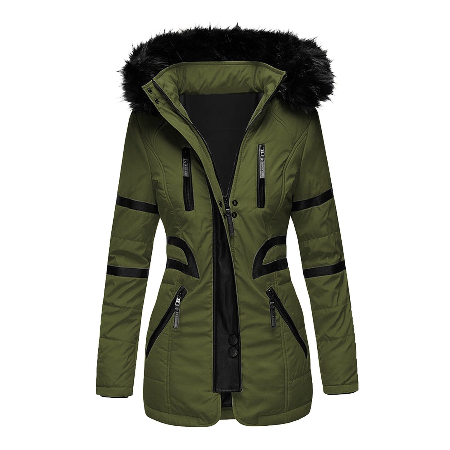 Elegant women's winter coat with hood and wool
