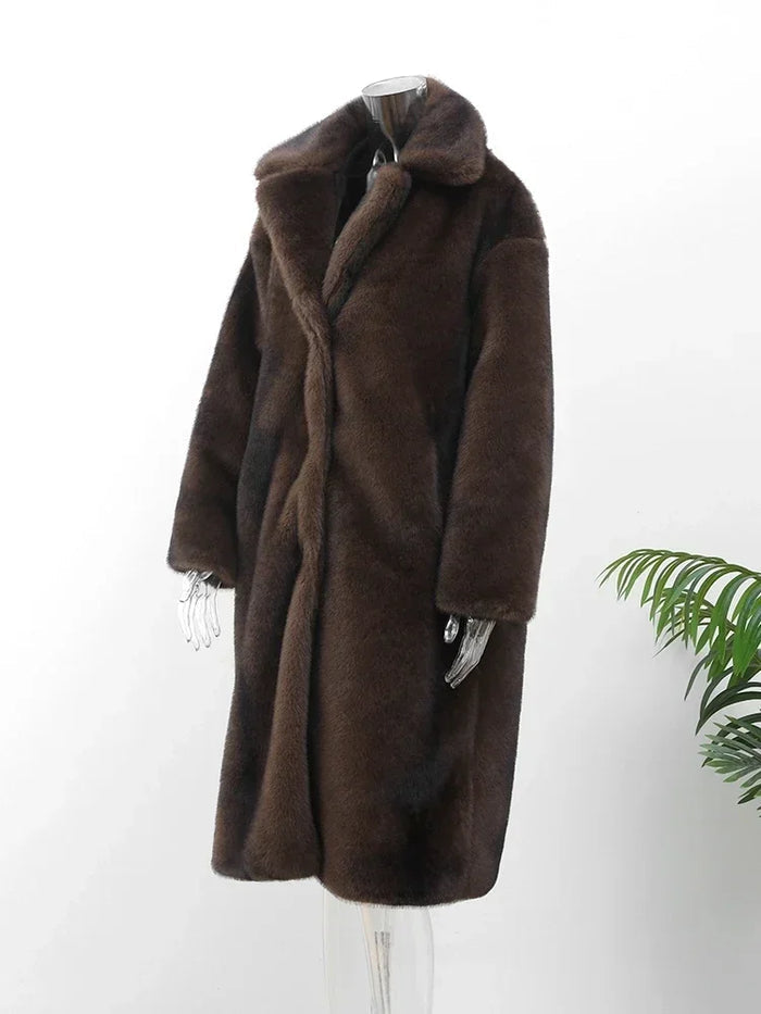Emilia luxury long coat in imitation fur