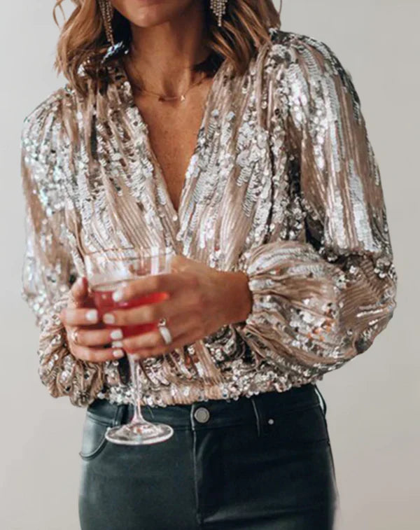 Maeve - elegant top with silver glitter