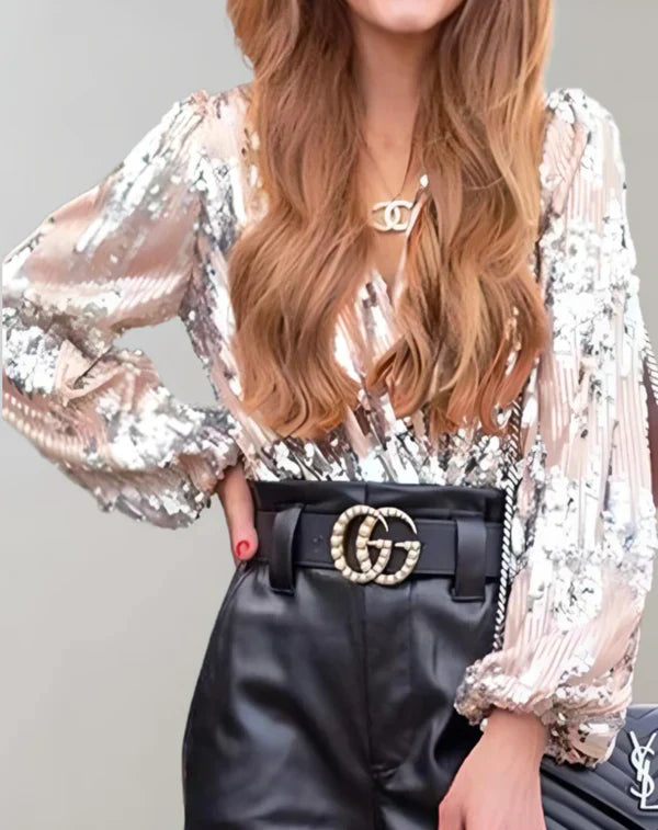 Maeve - elegant top with silver glitter