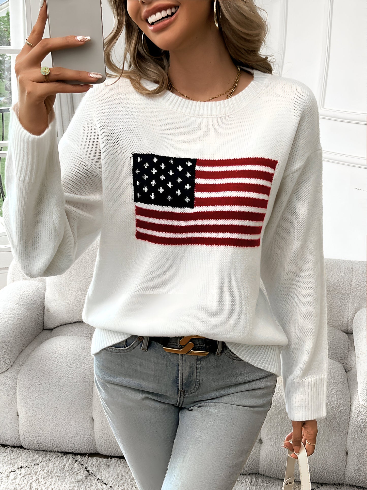 Livia - american flag crew neck sweater